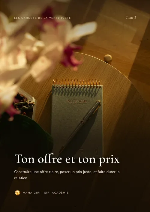 📖 CARNET DE LA VENTE JUSTE · TOME 3 — TON OFFRE ET TON PRIX